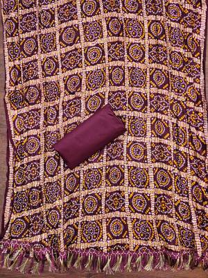 purple cotton blend embroidered unstitched dressmaterials 3 pair top bottom dupptaa 2