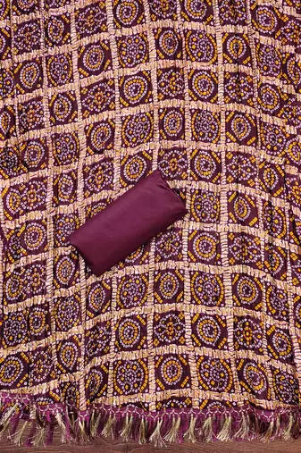 purple cotton blend embroidered unstitched dressmaterials 3 pair top bottom dupptaa