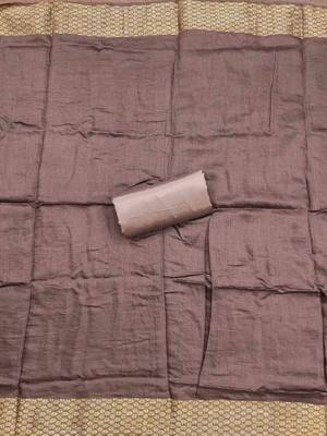 brown cotton blend embroidered unstitched dressmaterials 3 pair top bottom dupptaa 3