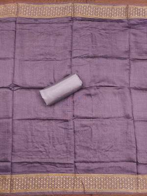 purple cotton blend embroidered unstitched dressmaterials 3 pair top bottom dupptaa 2