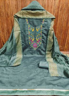sky cotton blend embroidered unstitched dressmaterials 3 pair top bottom dupptaa 4