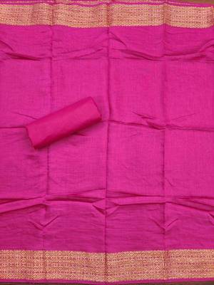 pink cotton blend embroidered unstitched dressmaterials 3 pair top bottom dupptaa 2