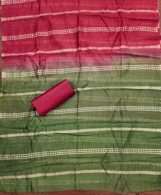 green cotton blend embroidered unstitched dressmaterials 3 pair top bottom dupptaa 2