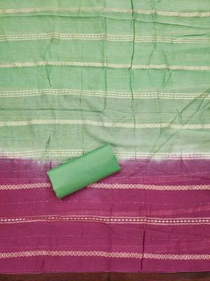 pink cotton blend embroidered unstitched dressmaterials 3 pair top bottom dupptaa 2