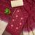 maroon cotton blend embroidered unstitched dressmaterials 3 pair top bottom dupptaa