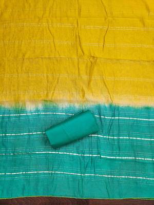 yellow cotton blend embroidered unstitched dressmaterials 3 pair top bottom dupptaa 3