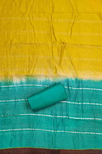 yellow cotton blend embroidered unstitched dressmaterials 3 pair top bottom dupptaa