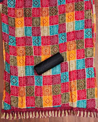 black cotton blend embroidered unstitched dressmaterials 3 pair top bottom dupptaa 2
