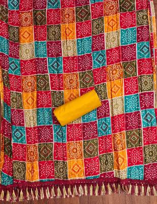gold cotton blend embroidered unstitched dressmaterials 3 pair top bottom dupptaa 2