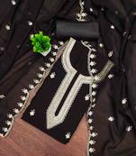 black georgette embroidered unstitched dressmaterials 3 pair top bottom dupptaa