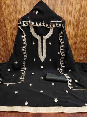 black georgette embroidered unstitched dressmaterials 3 pair top bottom dupptaa 4