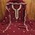 red georgette embroidered unstitched dressmaterials 3 pair top bottom dupptaa