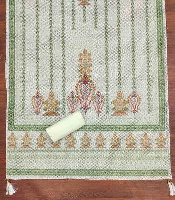 green cotton blend embroidered unstitched dressmaterials 3 pair top bottom dupptaa 3