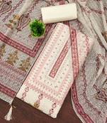 red cotton blend embroidered unstitched dressmaterials 3 pair top bottom dupptaa