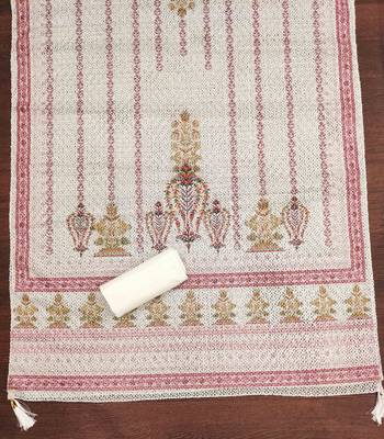 red cotton blend embroidered unstitched dressmaterials 3 pair top bottom dupptaa 3