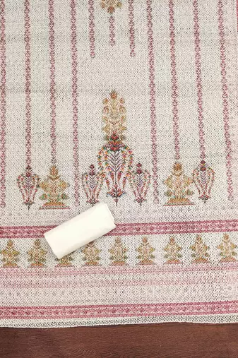 red cotton blend embroidered unstitched dressmaterials 3 pair top bottom dupptaa