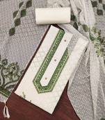 green cotton blend embroidered unstitched dressmaterials 3 pair top bottom dupptaa