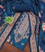 Blue silk embroidered unstitched dressmaterials 3 pair top bottom dupptaa