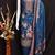 Blue silk embroidered unstitched dressmaterials 3 pair top bottom dupptaa
