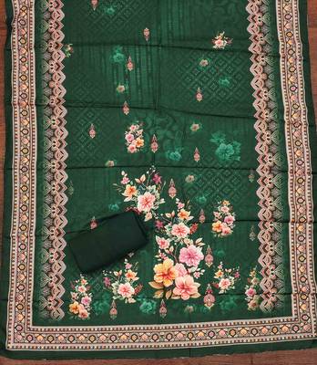 Green silk embroidered unstitched dressmaterials 3 pair top bottom dupptaa 4