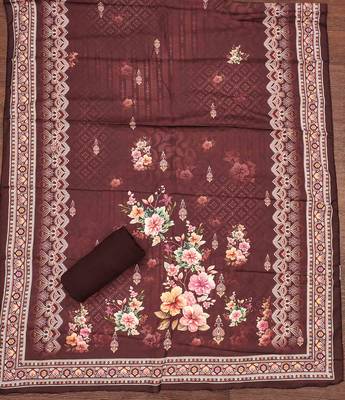 Maroon silk embroidered unstitched dressmaterials 3 pair top bottom dupptaa 2