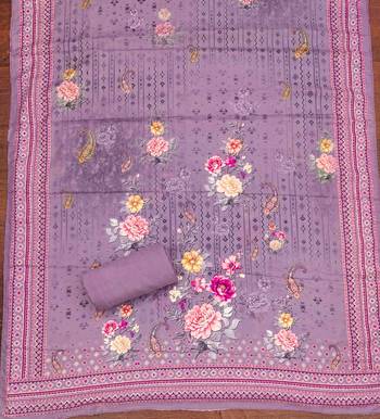 Purple silk embroidered unstitched dressmaterials 3 pair top bottom dupptaa 4
