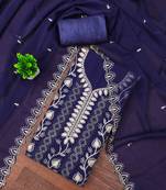 Purple georgette embroidered unstitched dressmaterials 3 pair top bottom dupptaa