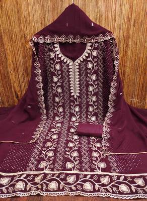 Multi georgette embroidered unstitched dressmaterials 3 pair top bottom dupptaa 2