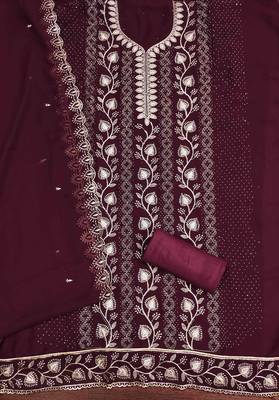 Multi georgette embroidered unstitched dressmaterials 3 pair top bottom dupptaa 3