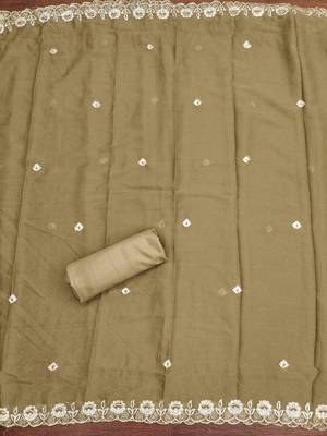 Cream georgette embroidered unstitched dressmaterials 3 pair top bottom dupptaa 4
