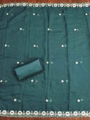sky georgette embroidered unstitched dressmaterials 3 pair top bottom dupptaa 3