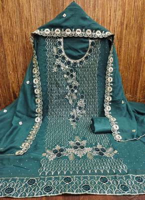 sky georgette embroidered unstitched dressmaterials 3 pair top bottom dupptaa 4
