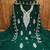 green georgette embroidered unstitched dressmaterials 3 pair top bottom dupptaa