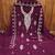 wine georgette embroidered unstitched dressmaterials 3 pair top bottom dupptaa