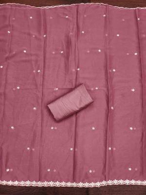 pink georgette embroidered unstitched dressmaterials 3 pair top bottom dupptaa 3