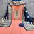 Orange silk embroidered unstitched dressmaterials 3 pair top bottom dupptaa