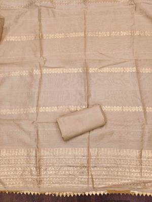 Cream silk embroidered unstitched dressmaterials 3 pair top bottom dupptaa 3
