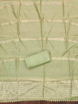 Sea green silk embroidered unstitched dressmaterials 3 pair top bottom dupptaa 2