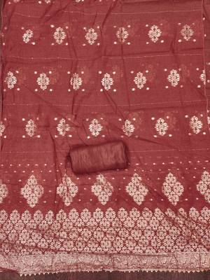 Brown silk embroidered unstitched dressmaterials 3 pair top bottom dupptaa 4