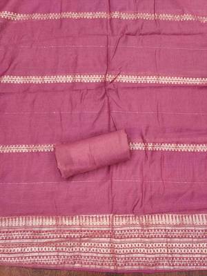 Pink silk embroidered unstitched dressmaterials 3 pair top bottom dupptaa 2