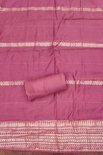 Pink silk embroidered unstitched dressmaterials 3 pair top bottom dupptaa