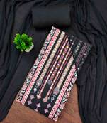 black cotton blend embroidered unstitched dressmaterials 3 pair top bottom dupptaa