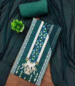 green cotton blend embroidered unstitched dressmaterials 3 pair top bottom dupptaa
