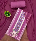 pink cotton blend embroidered unstitched dressmaterials 3 pair top bottom dupptaa