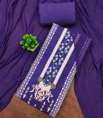 purple cotton blend embroidered unstitched dressmaterials 3 pair top bottom dupptaa