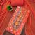 Orange cotton embroidered unstitched dressmaterials 3 pair top bottom dupptaa