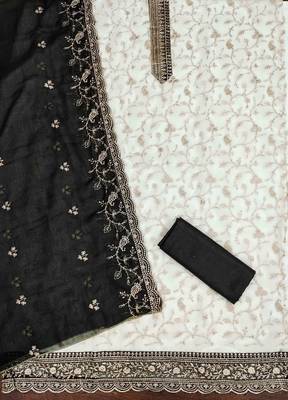 Black georgette embroidered unstitched dressmaterials 3 pair top bottom dupptaa 2