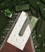 Green georgette embroidered unstitched dressmaterials 3 pair top bottom dupptaa