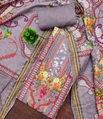 Grey cotton embroidered unstitched dressmaterials 3 pair top bottom dupptaa