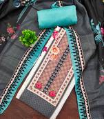 Sky cotton embroidered unstitched dressmaterials 3 pair top bottom dupptaa